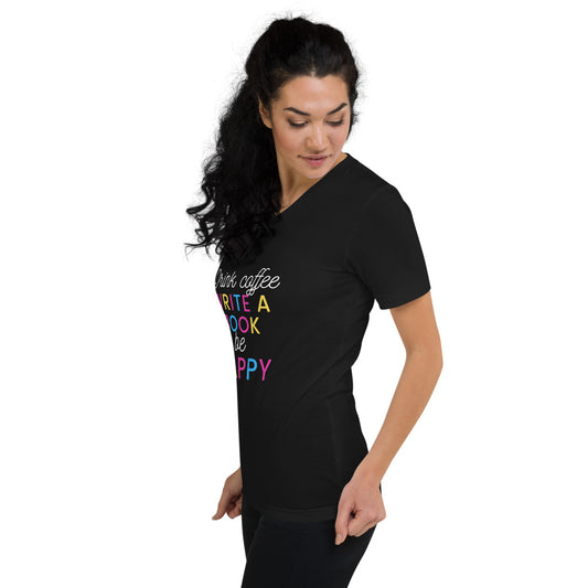 Drink Coffee- Be Happy V-Neck T-Shirt